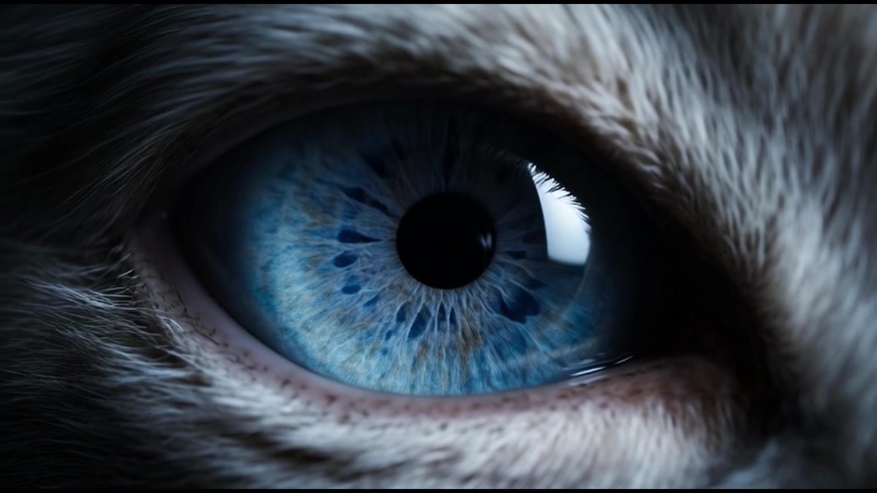 Grande plano detalhado de um olho de gato piscando