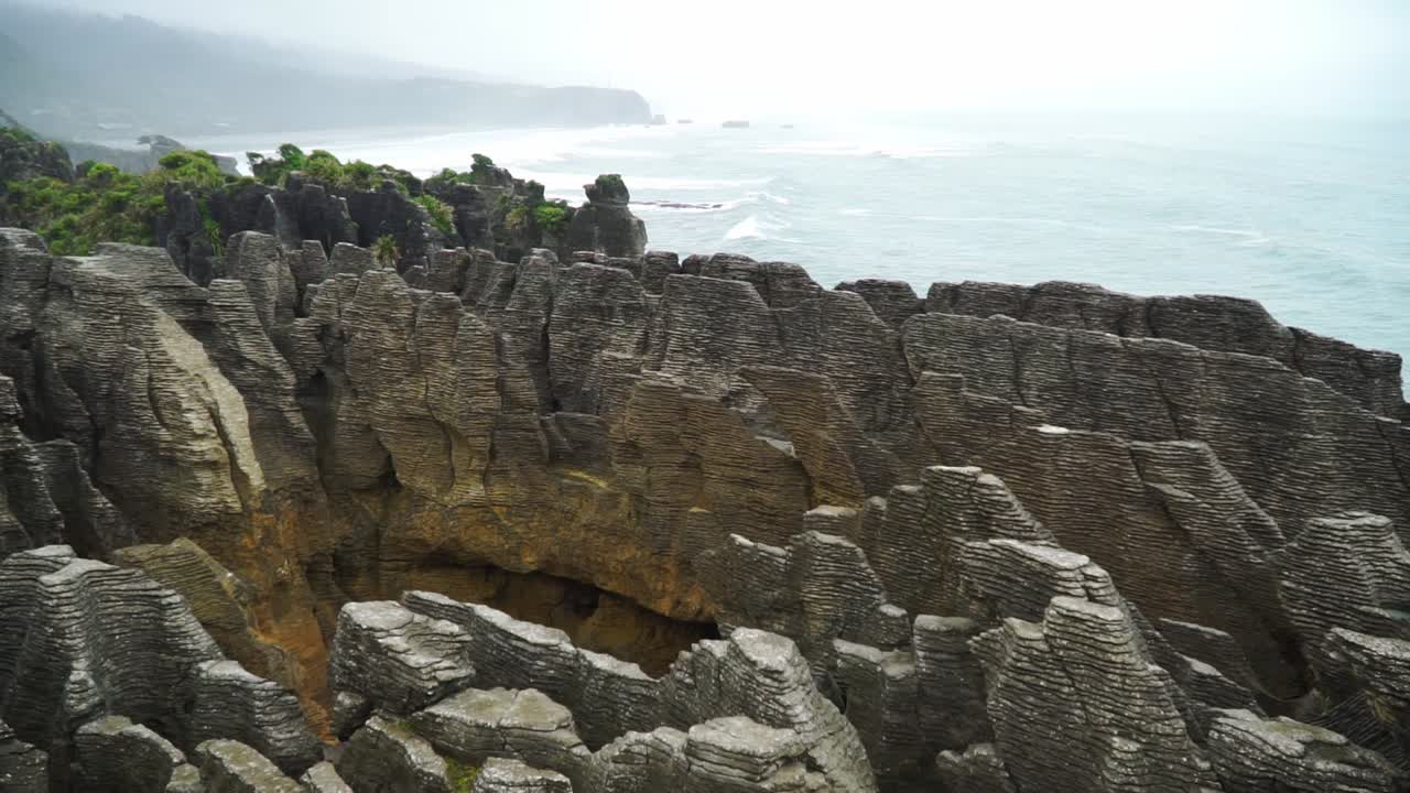 Panorama shot of Punakaiki Pancake Rocks, New Zealand