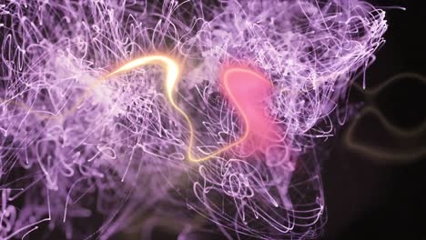 animación de rastros de luz brillante púrpura que aparecen sobre un fondo negro