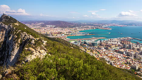 timelapse on top of the hill, high elevation landmark view of gibraltar, spain