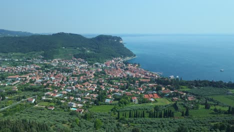 Aerial-View-Of-Garda-Town-On-Shore-Of-Lake-Garda-In-the-Province-Of-Verona