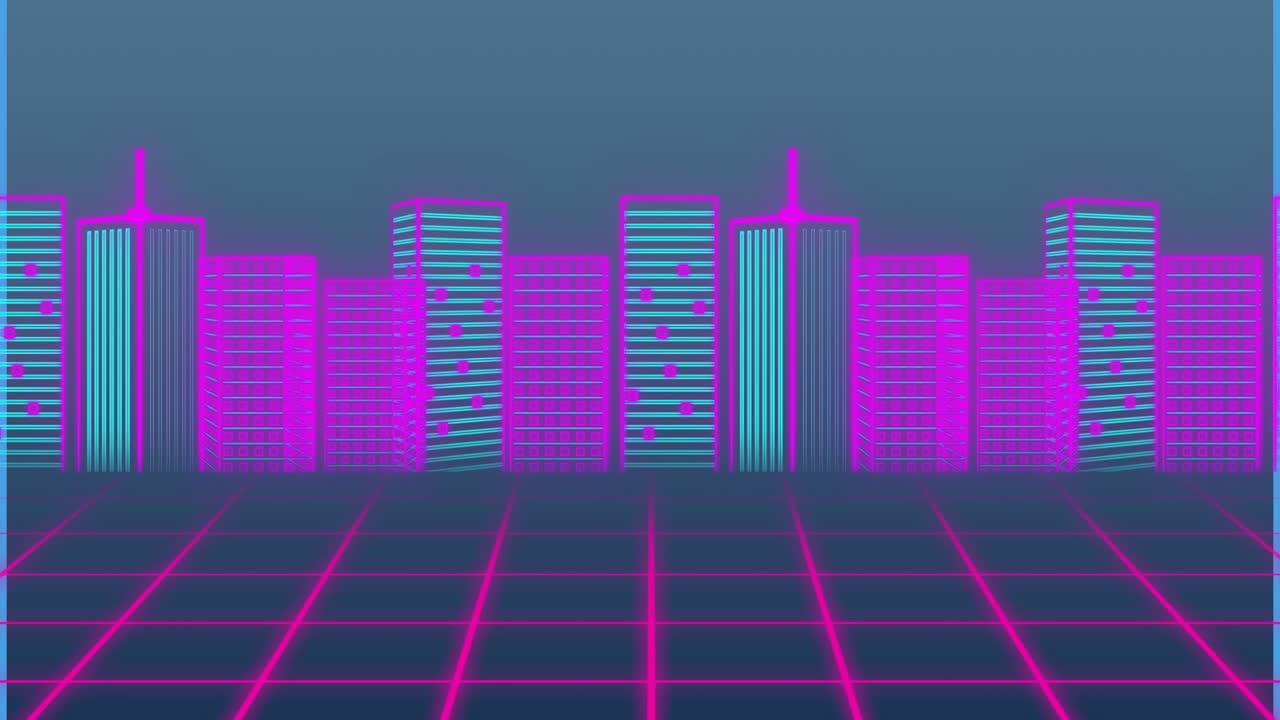 animación del paisaje urbano digital sobre un fondo verde