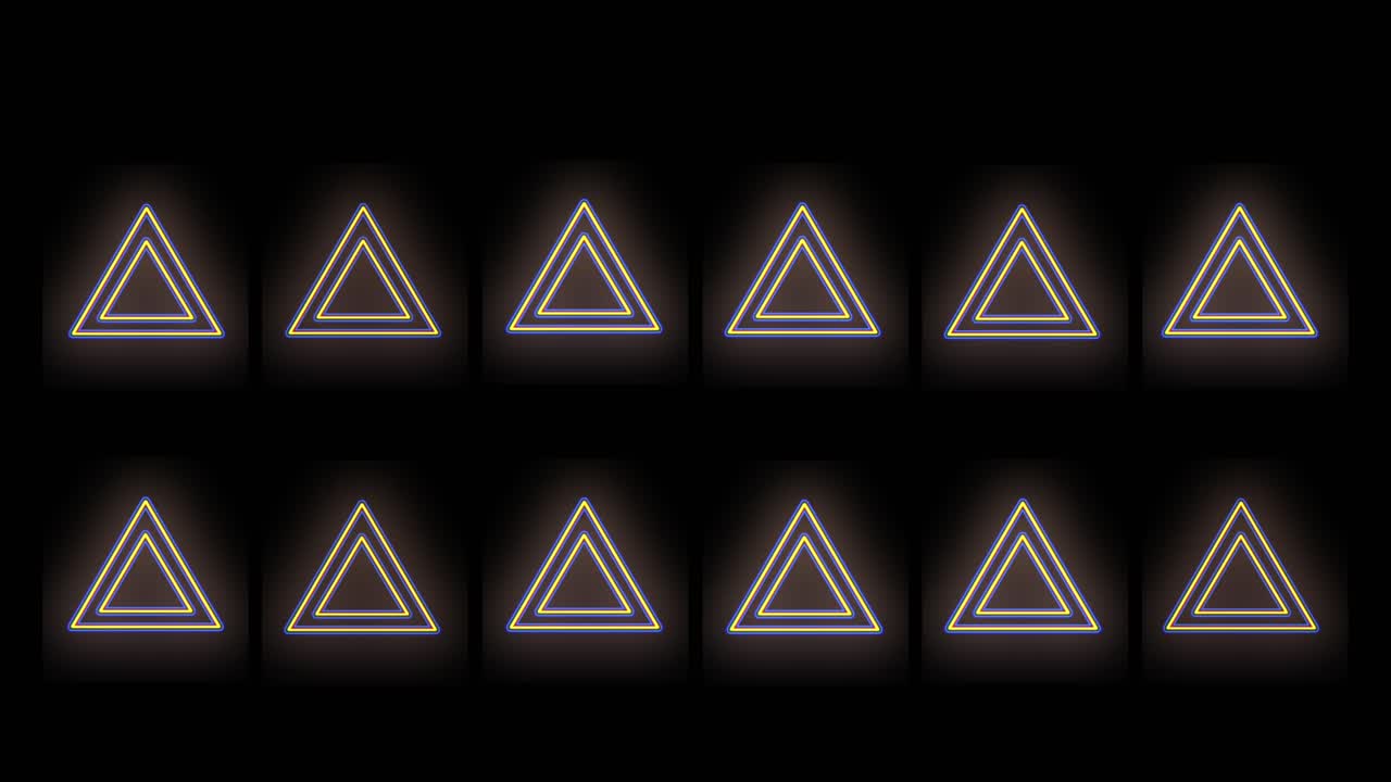 patrón de triángulos geométricos de neón con luz pulsante de neón