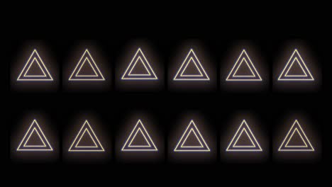 Neon geometric triangles pattern with neon pulsing light
