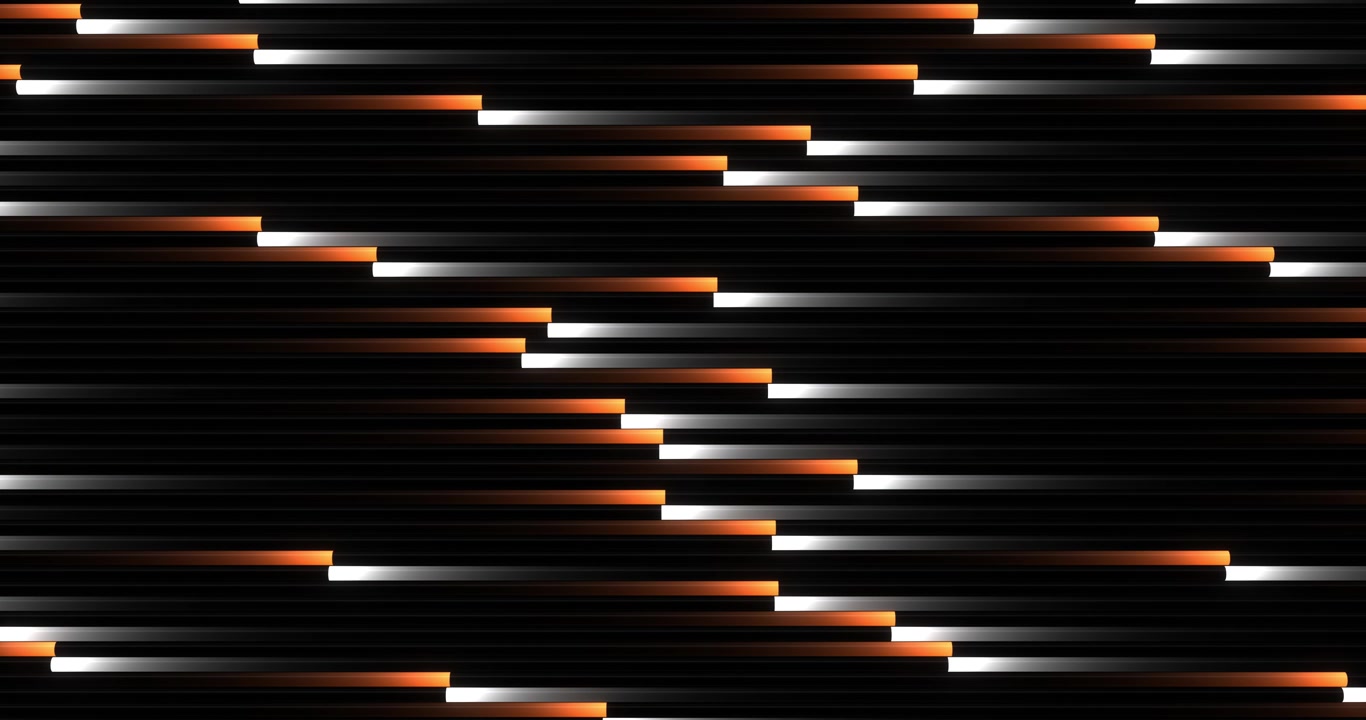 Sfondo Astratto con Linee Orizzontali Digitali Luminose Arancioni e Bianche