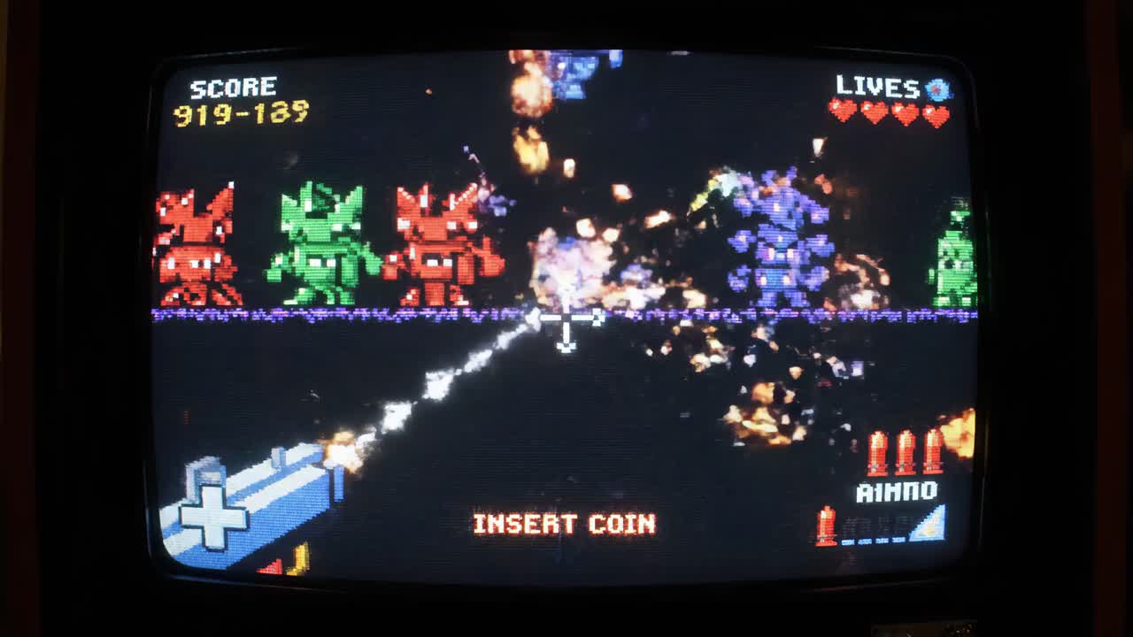 Arcade Game Pixel Art on CRT Screen
