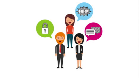 personas de negocios con animación de tecnología de comercio electrónico