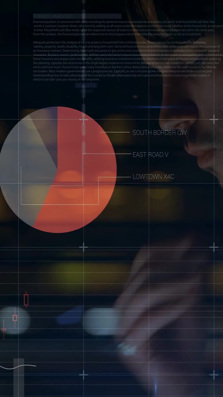 Vertical video: Analyst tapping tablet initiating testing charts for analytics while face observing