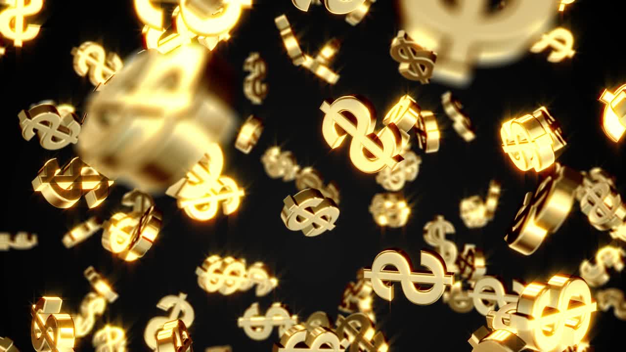 Hermosa animación 3D del símbolo del dólar americano