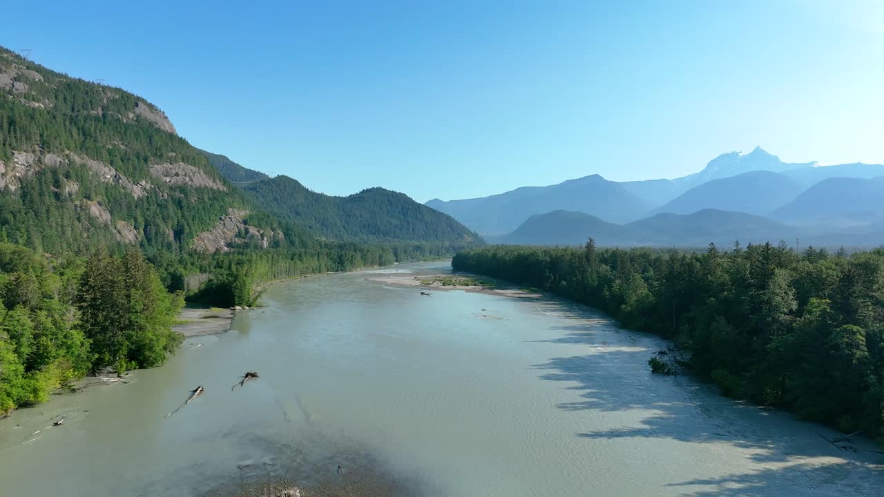 Squamish river valley in a summer sunny day