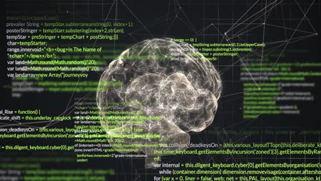 animación del cerebro digital y el procesamiento de datos sobre un fondo negro