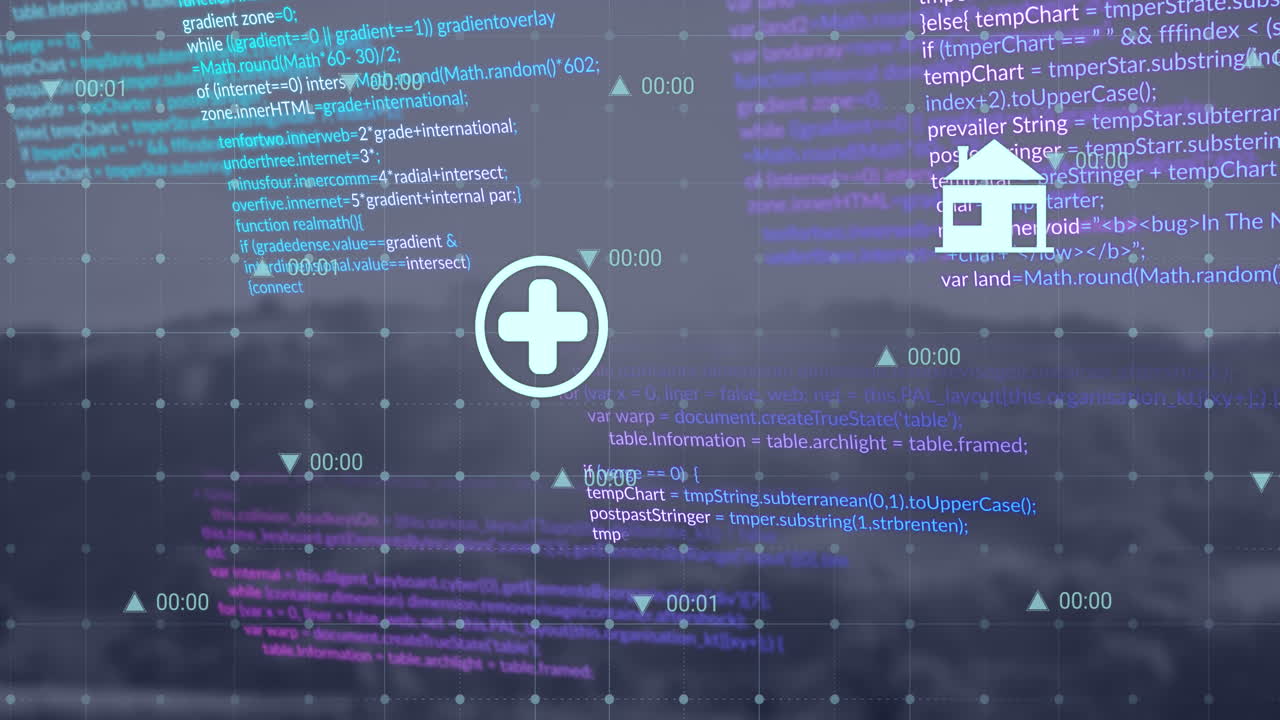 animación de iconos y procesamiento de datos financieros en la cuadrícula