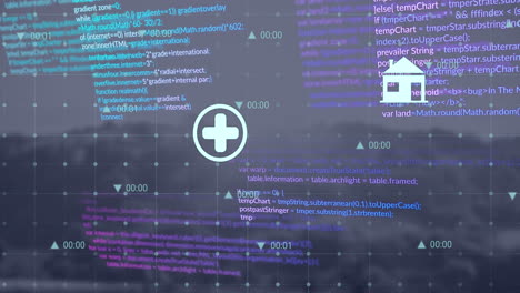 animazione di icone e elaborazione di dati finanziari su griglia