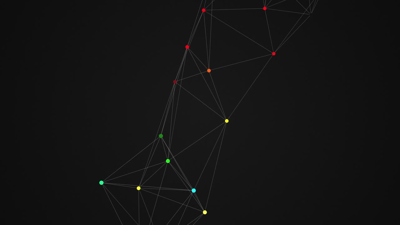 animación de bucle geométrico simple a partir de líneas y puntos coloridos conectados