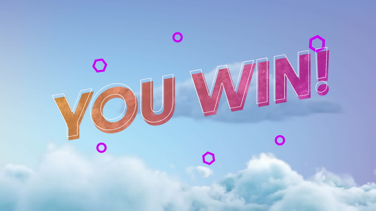 구름이  ⁇ 은 파란 하늘 위에서 텍스트를 이기는 애니메이션