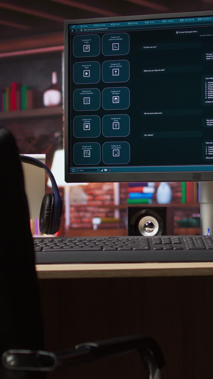 Vertical video Large language model program on monitor using artificial intelligence