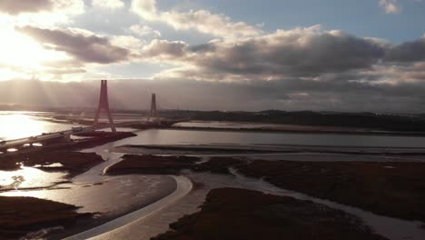 flying-over-river-on-sunset