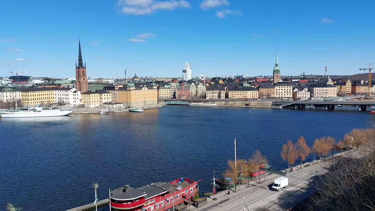 Panoramic view of Stockholm skyline in Sweden showcasing Scandinavian architecture, modern cityscape