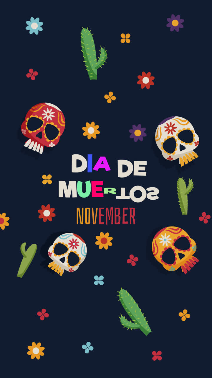анимация творческого фона dia de muertos