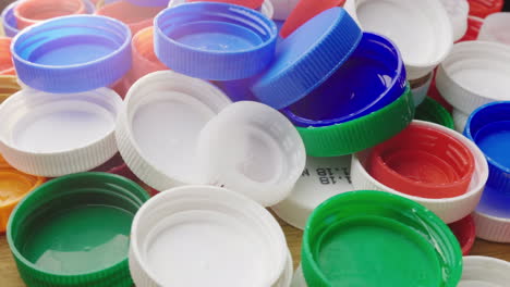 many plastic bottle caps recyclable and recyclable plastic waste concept