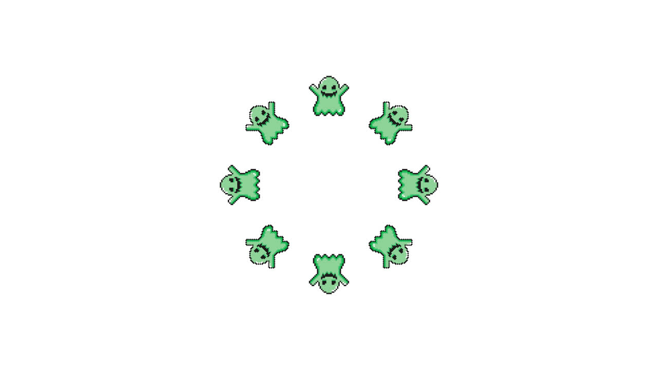 Pixel Art Ghost Spinning Animated Overlay Transparent 30fps (7)
