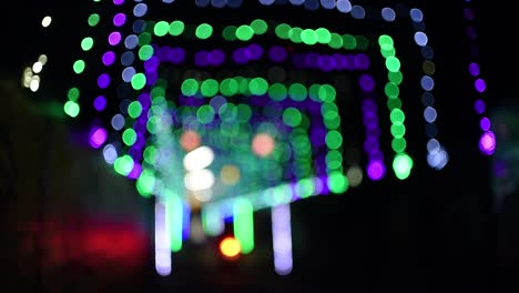 Colorful-blurred-led-lights-for-decoration-of-roads-and-streets-for-Christmas,-Asian-festival-or-wedding
