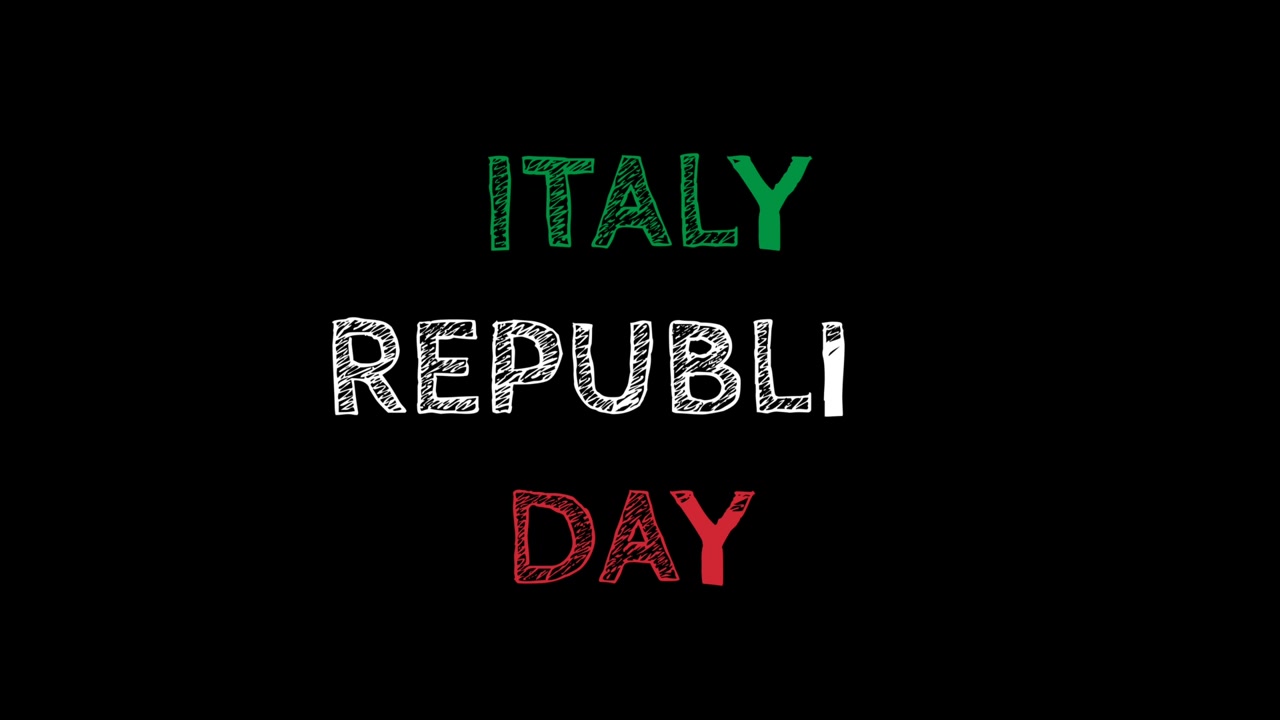 Italy republic day lettering clip art isolated on black background.