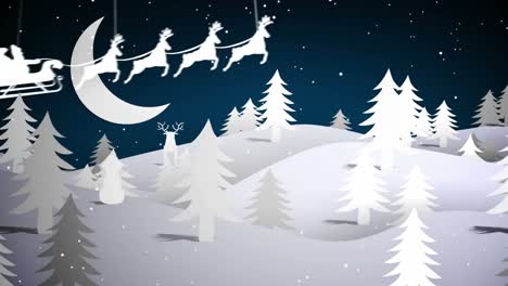 Animation-Von-Weihnachtsbäumen-über-Der-Winterlandschaft