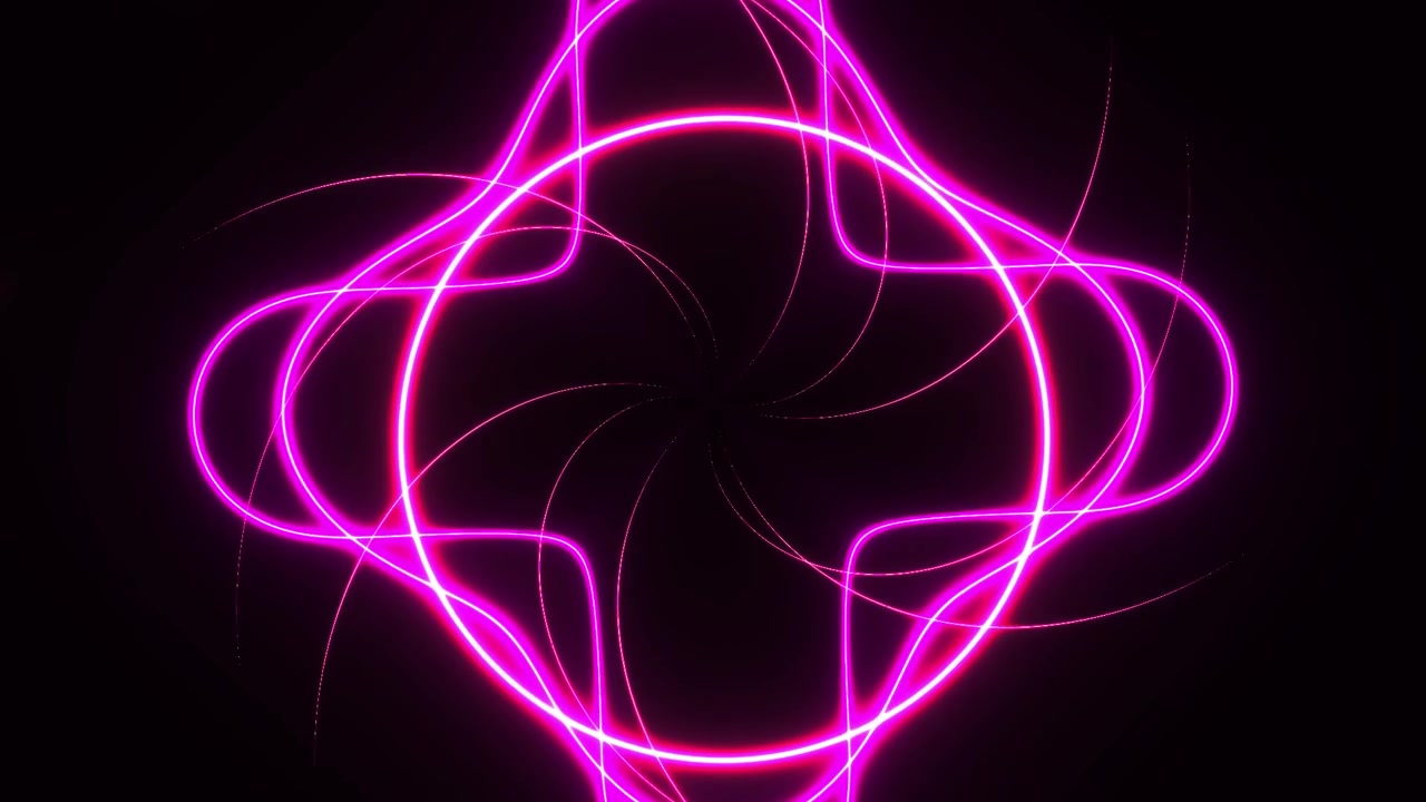 Ondas de Luz Neon Rosa Abstratas Girando no Espaço Escuro