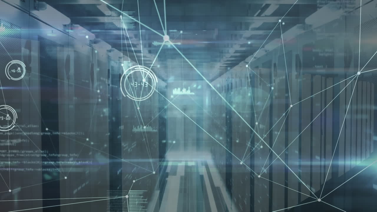 Animation of network of connections over server room