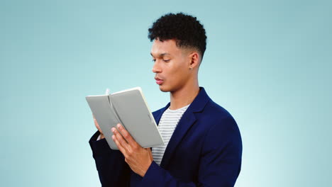 business, notebook and man writing