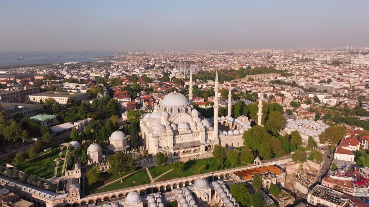 Suleymaniye Mosque, Spectacular Aerial View Above Istanbul's Third Hill. Ottoman Imperial Mosque