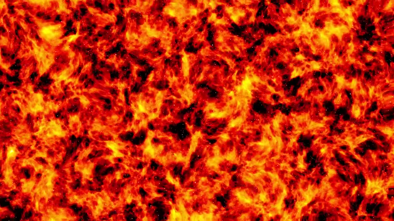 Sfondo di fuoco che brucia. Animazione CG di fiamme, come l'inferno. Animazione realistica di fuoco rosso e arancione.