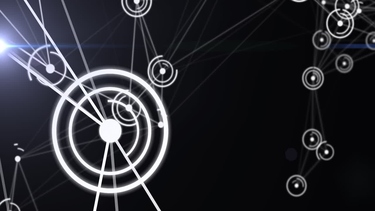 animación de la interfaz digital con red de conexiones y círculos