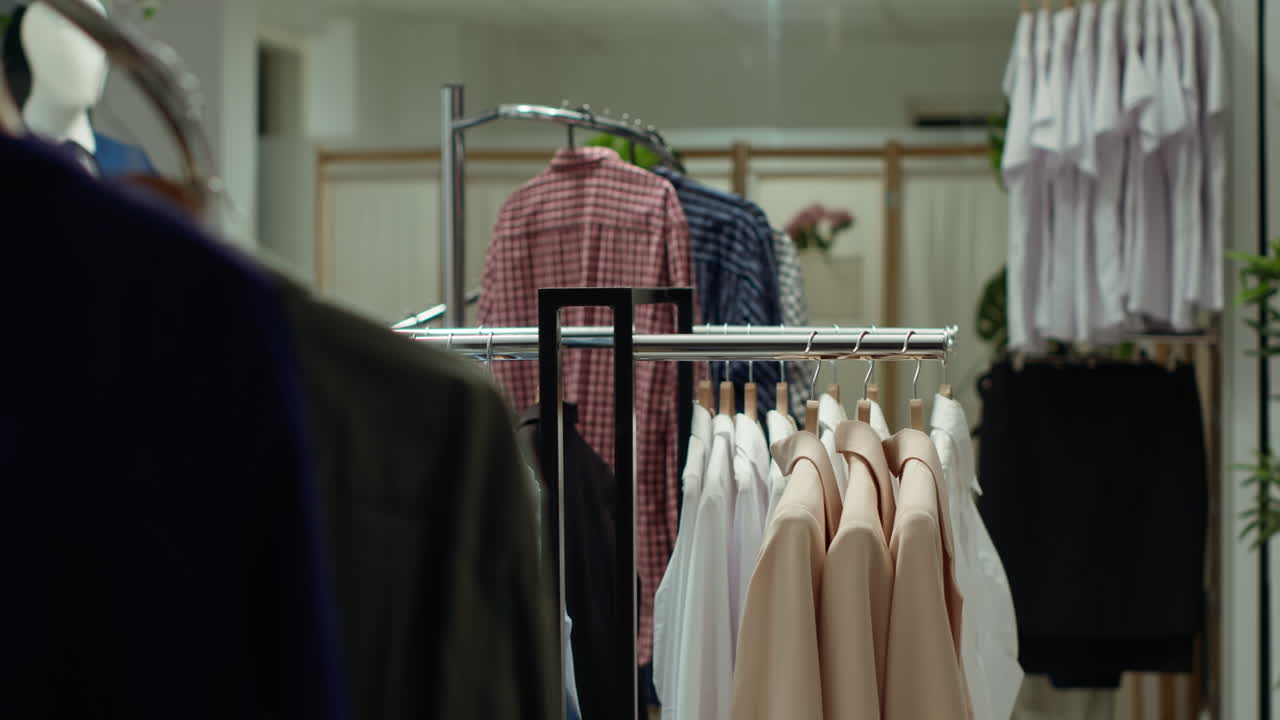 소매점 에서 옷 을 전시 하는 것