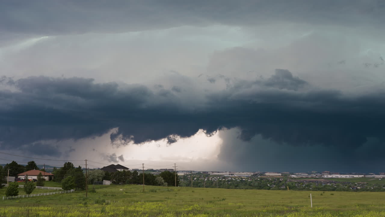 Tornadic Powerful Storm Cloud Moving Over Down Town Denver Time Lapse