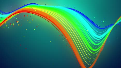 rainbow color glow lines fly in air, smoothly oscillation and wave. 3d abstract looped creative background like glow ribbon float in liquid with particles. luma matte as alpha channel.