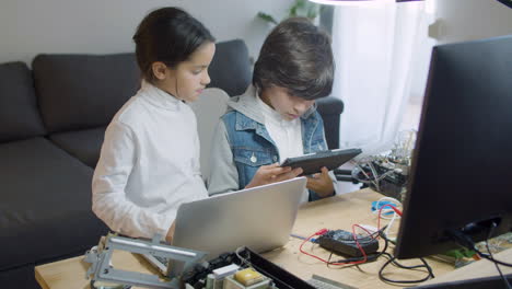 smart children working on electrical project