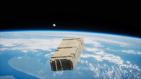 old wood box on earth orbit