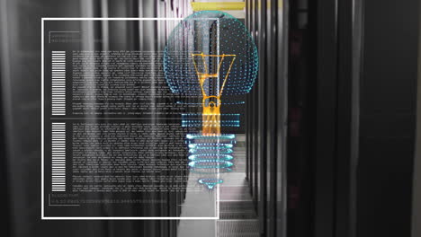 Animación-De-Bombilla-Y-Procesamiento-De-Datos-Sobre-Servidores-Informáticos