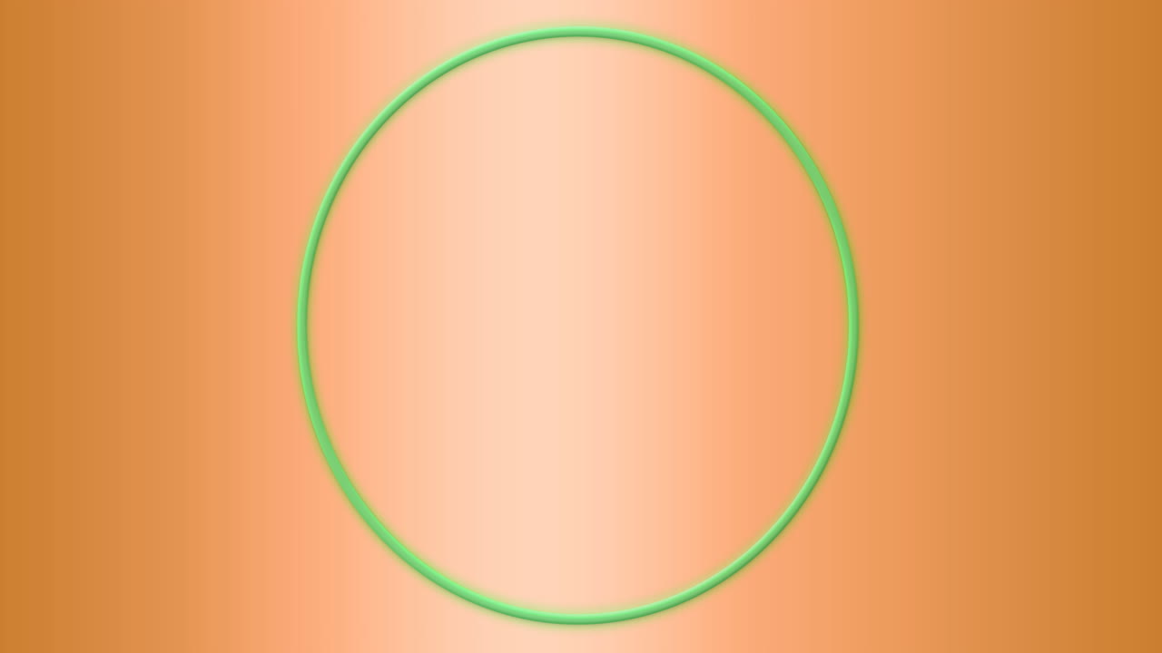 animación de un banner circular verde neón con espacio de copia contra un fondo de gradiente naranja