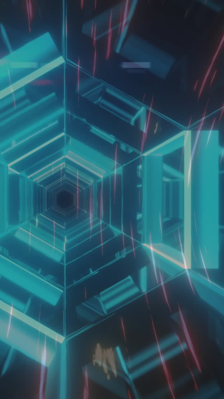Animation of light trails over digital tunnel