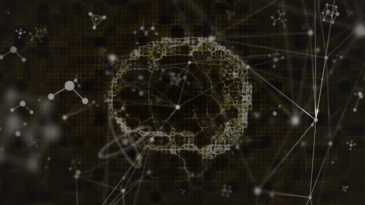연결 네트워크를 통해 회전하는 인간의 뇌의 애니메이션