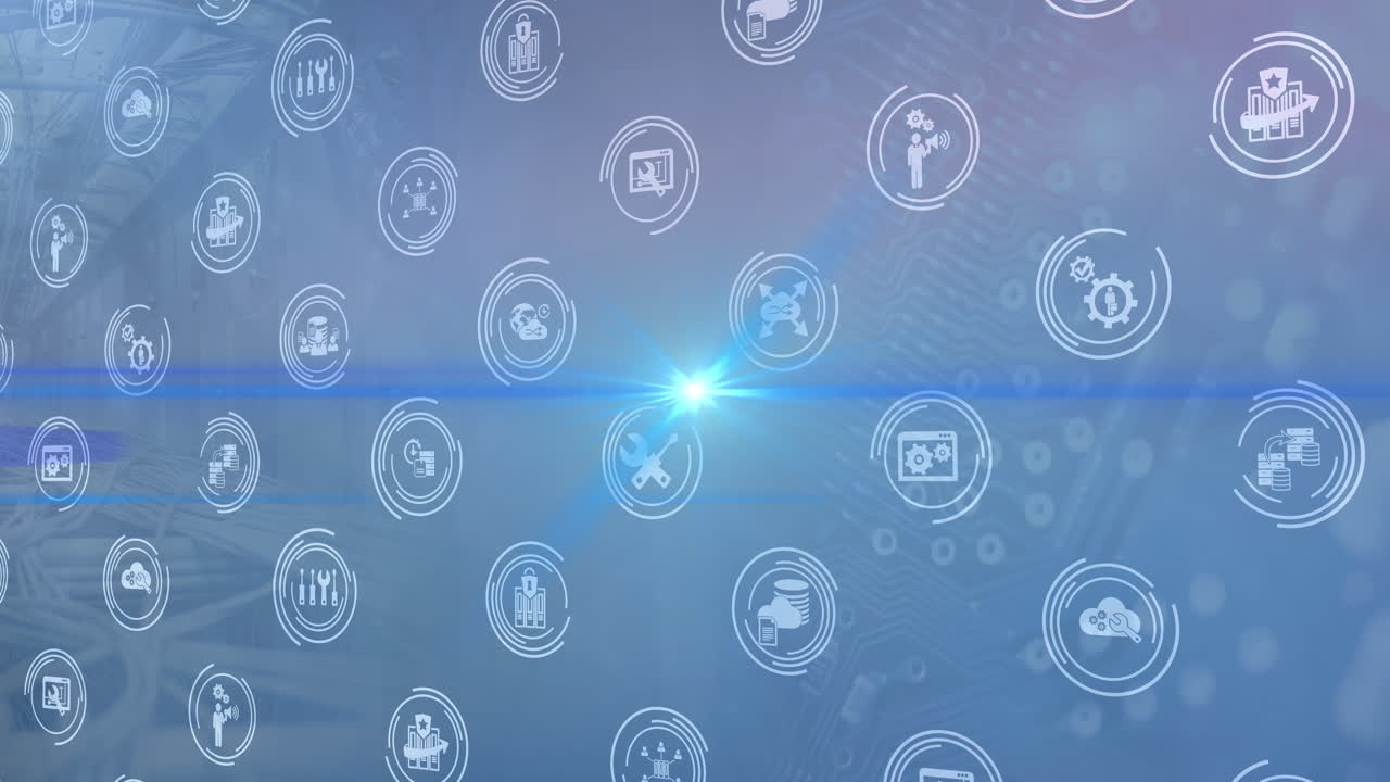 스 위의 비즈니스 아이콘의 애니메이션