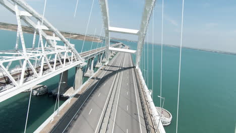 aerial view of a cable-stayed bridge