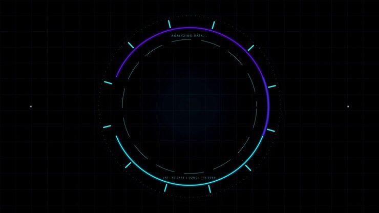 Futuristic Digital HUD Interface With Rotating Data Loading Circle