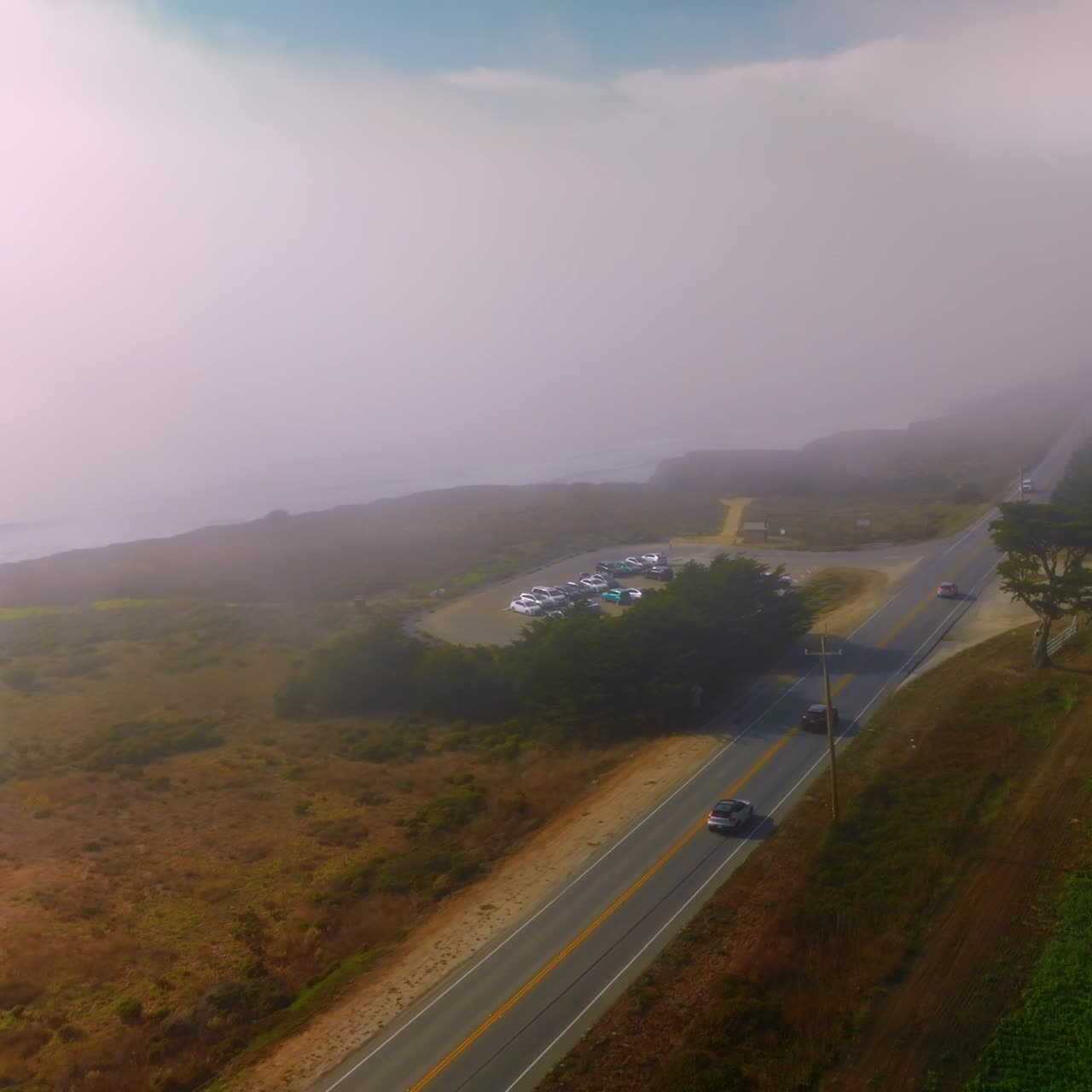 Drone shot of beautiful american landscapes. Montara State beach in California