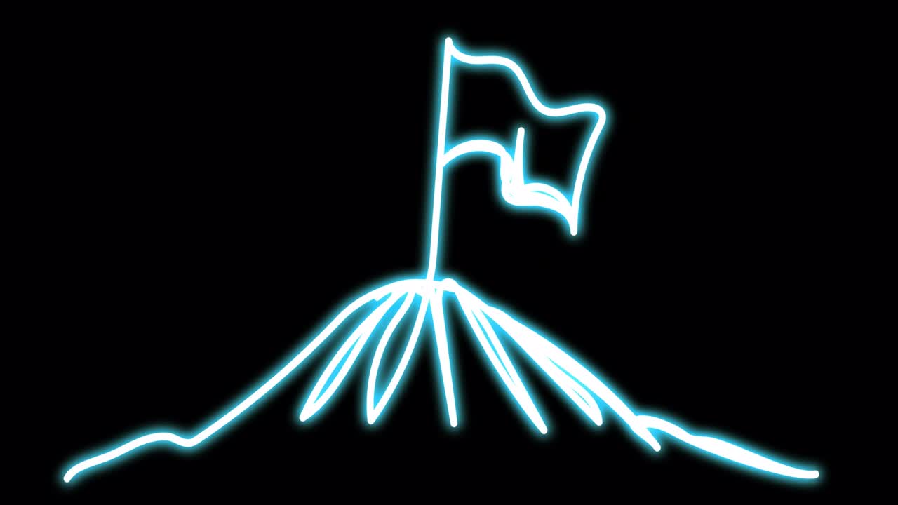 산 위에 네온 발이 있습니다.