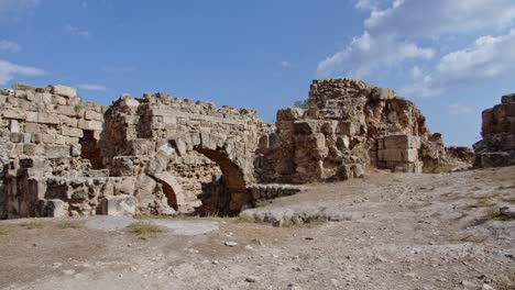 historical ancient limestone walls of salamis city in cyprus