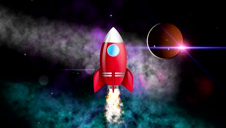 cohete volador en el espacio animación 4k